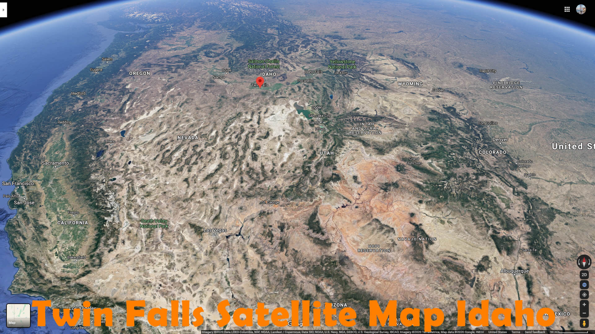 Twin Falls Satellite Carte Idaho